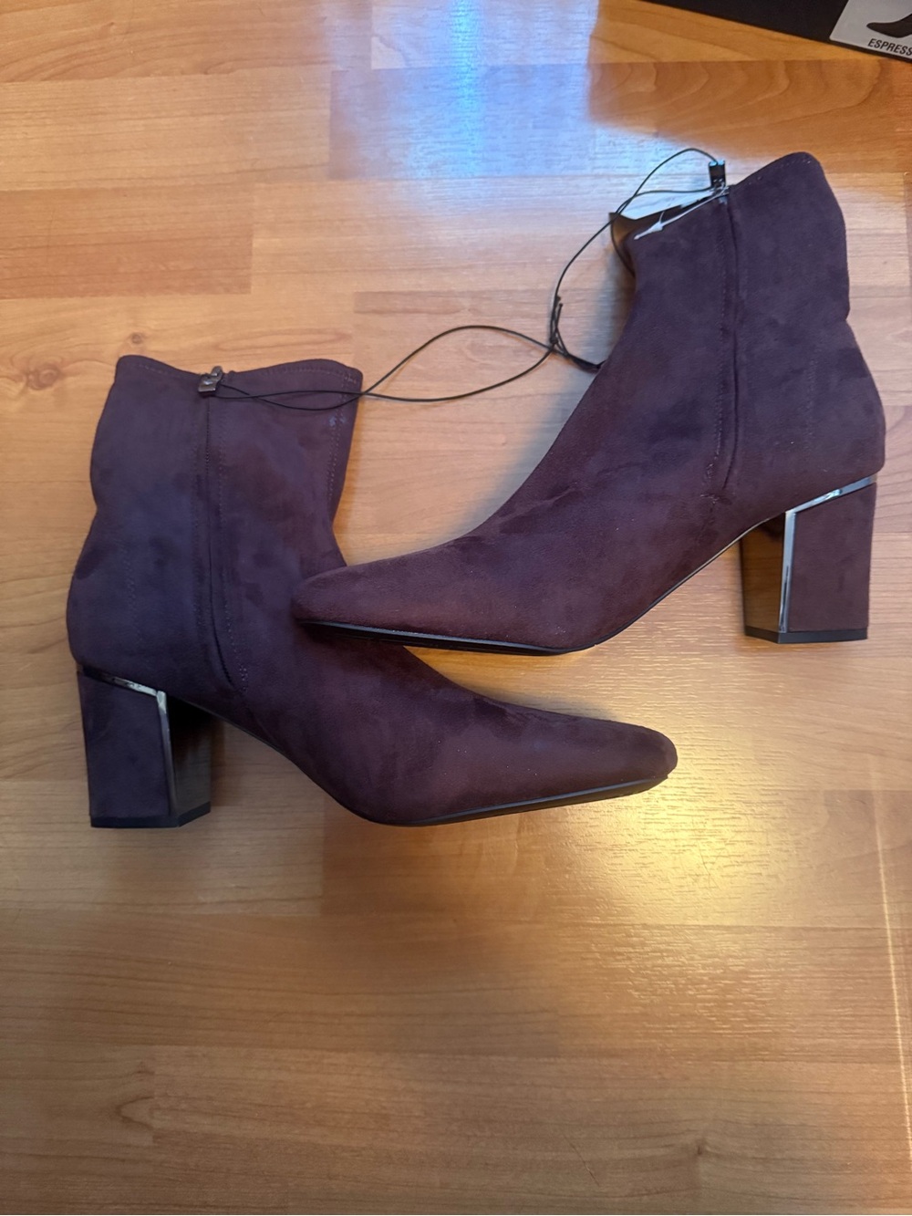 DKNY Dark Brown Suede Ankle Boots with Block Heel - Picture 5 of 6